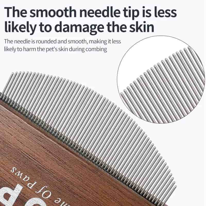 CLEAN WORLD OEM Wooden Stainless Steel Pet Pin Comb, Undercoat Rake Grooming Brush for Dogs & Cats, Dematting Flea & Lice Remover Tool