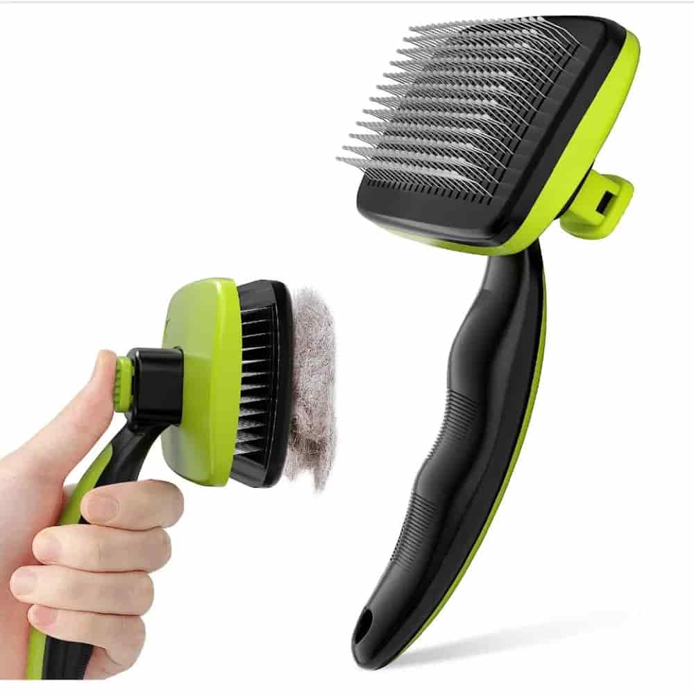CLEAN WORLD Lightweight Self‑Cleaning Pet Grooming Brush, Non‑Slip Rubber Handle Waterproof Undercoat Comb for Dogs Cats Rabbits