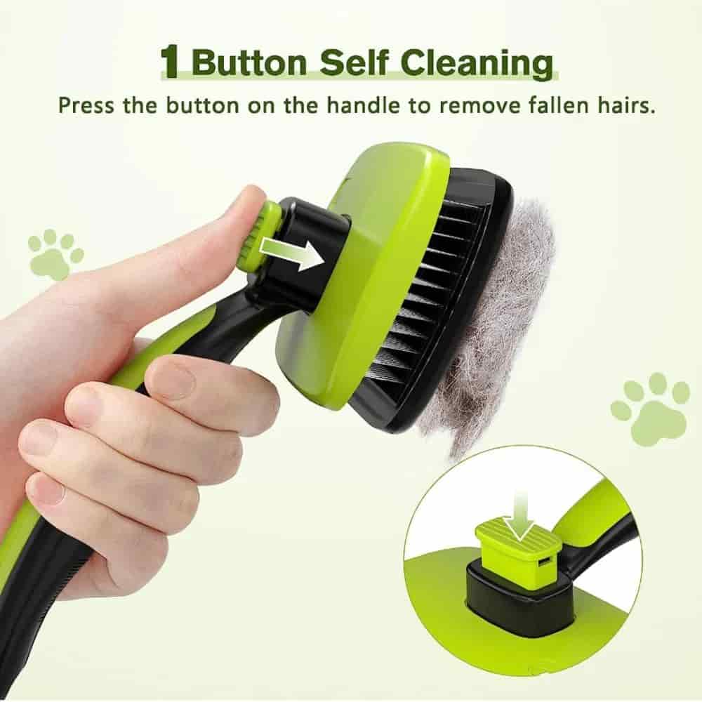 CLEAN WORLD Lightweight Self‑Cleaning Pet Grooming Brush, Non‑Slip Rubber Handle Waterproof Undercoat Comb for Dogs Cats Rabbits