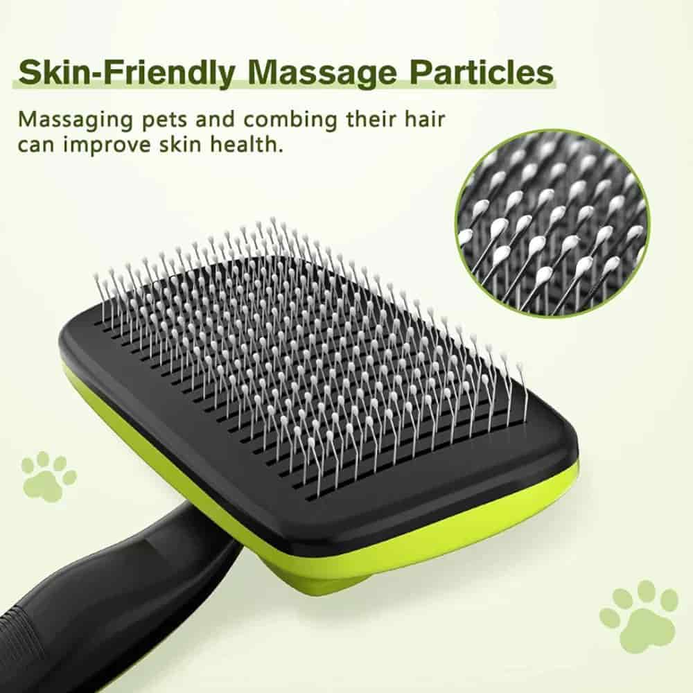 CLEAN WORLD Lightweight Self‑Cleaning Pet Grooming Brush, Non‑Slip Rubber Handle Waterproof Undercoat Comb for Dogs Cats Rabbits