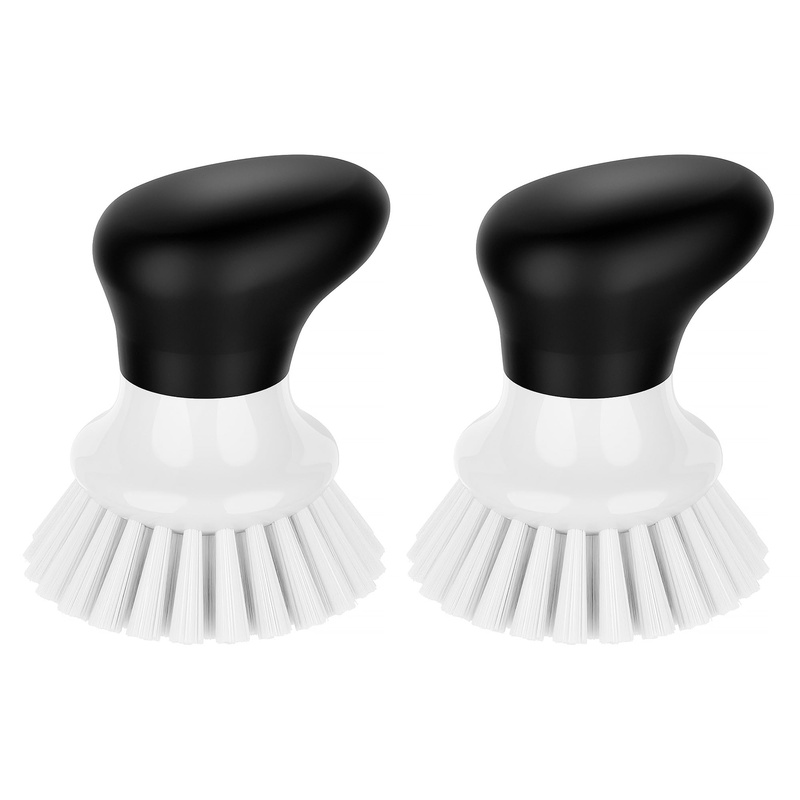CLEAN WORLD Kitchen Pot and Bowl Brush Dish Scrub Brush, Palm Brush Dish Scrubber with Ergonomic Grip, Kitchen Brushes for Dishes, Gray, Pack of 2