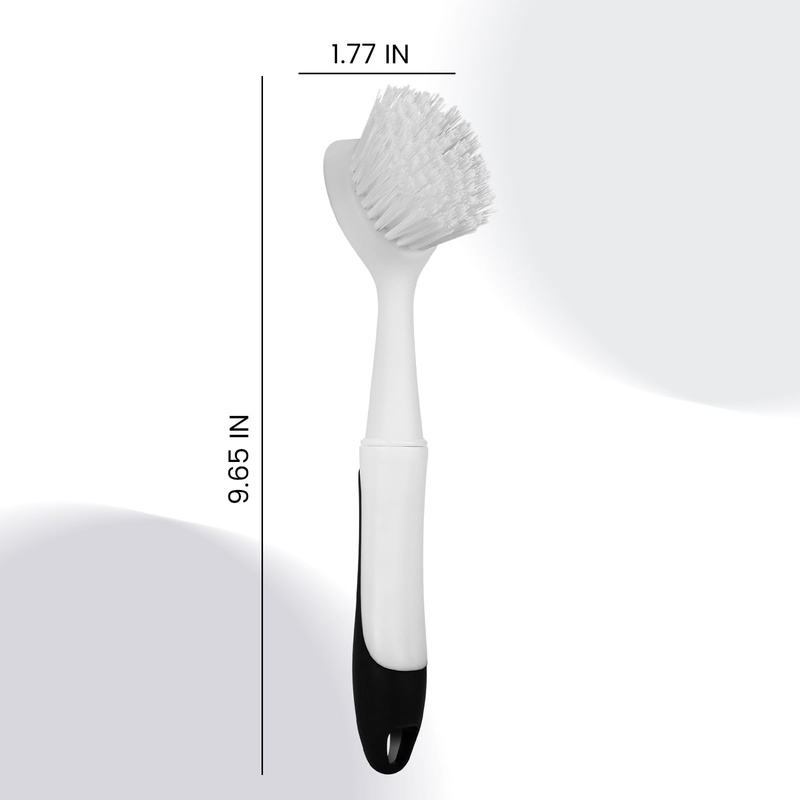 CLEAN WORLD Kitchen Pot and Bowl Brush Dish Brush with Handle, Dish Scrub Brush with Built-in Scraper, Nylon Dish Scrubber, Kitchen Brushes for Dishes,Pots, Pans and Sinks 2 Pack