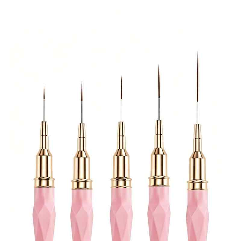 CLEAN WORLD Nail Art Liner Brush Set 7/9/11/15/25mm Ultra Thin Detail Painting Pen for Line Drawing, Fine Detailing & Nail Art