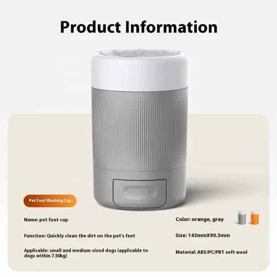 CLEAN WORLD Intelligent Automatic Dog Paw Cleaning Cup, Durable ABS Material Portable Pet Foot Washer