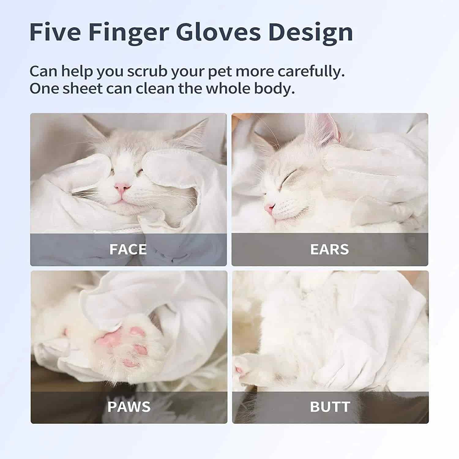CLEAN WORLD Custom Waterless Pet Grooming Gloves Wipes, Deodorizing Disinfecting Manual Cleaning Gloves for Dogs Cats Birds Small Animals OEM/ODM