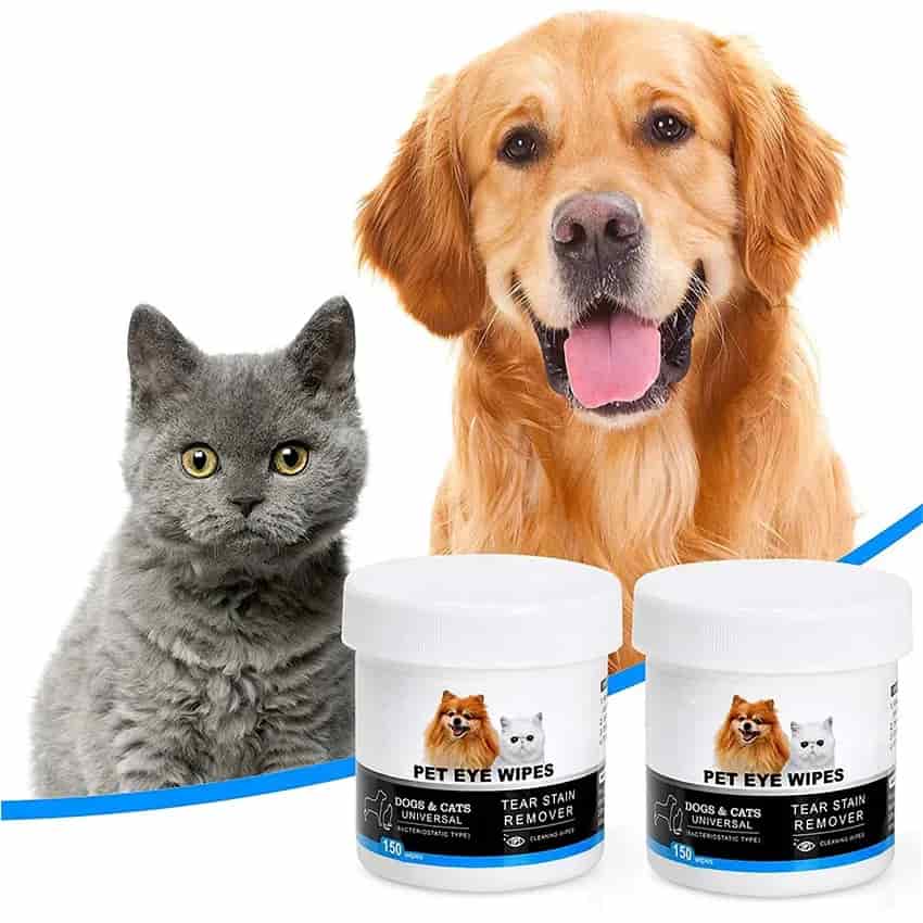 CLEAN WORLD OEM Gentle Pet Eye & Ear Cleaning Wipes, Unscented Tear Stain Remover Wet Wipes for Dogs Cats Birds Small Animals