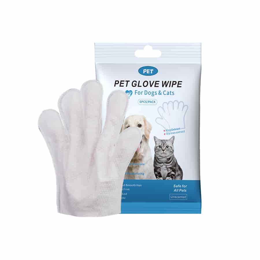 CLEAN WORLD No‑Rinse Hypoallergenic Deodorizing Pet Bathing Glove Wipes, Non‑Woven Disposable Cleaning Gloves for Dogs & Cats