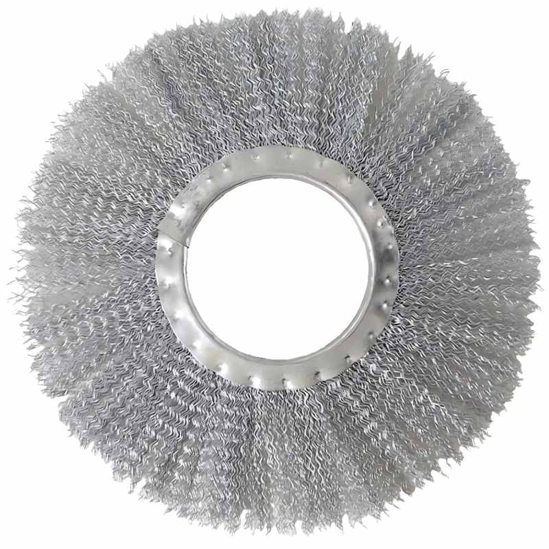 CLEAN WORLD Sanitation snow brush, 5 to 7 Inch Steel Ring Flat Road Sweeper Wafer Brush – For Snow Removal & Construction Site Cleaning, High Density Sweeping Sections
