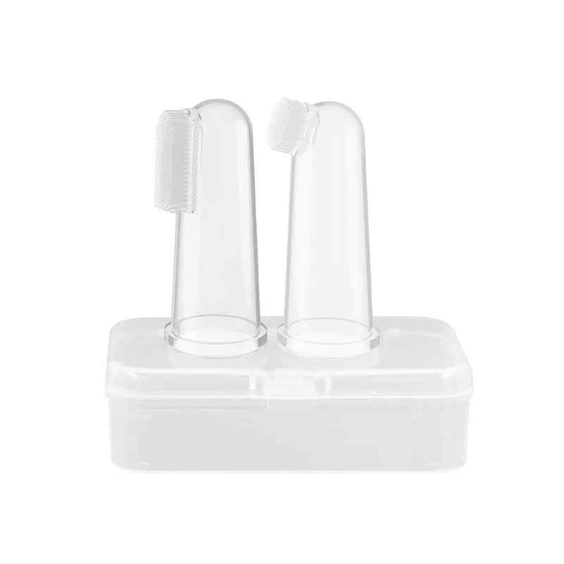 CLEAN WORLD Baby Silicone Finger Toothbrush with Storage Case, Soft BPA-Free Silicone for Infant Teeth & Tongue Cleaning