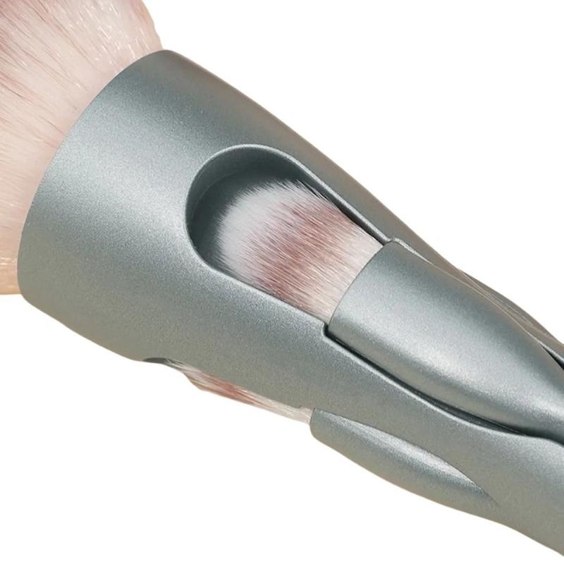 CLEAN WORLD Portable 4-in-1 Makeup Brush - Detachable Face & Eye Brush Combo, Soft Synthetic Hair for Travel