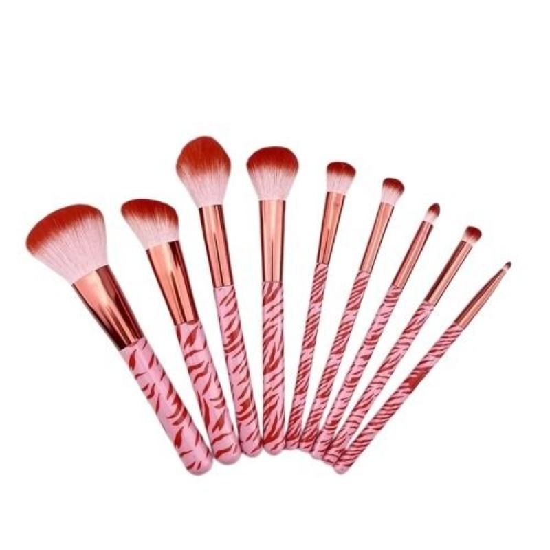 CLEAN WORLD Trendy Zebra Pattern Makeup Brushes, Premium Aluminum Handle Synthetic Bristles Face Makeup Brush Kit