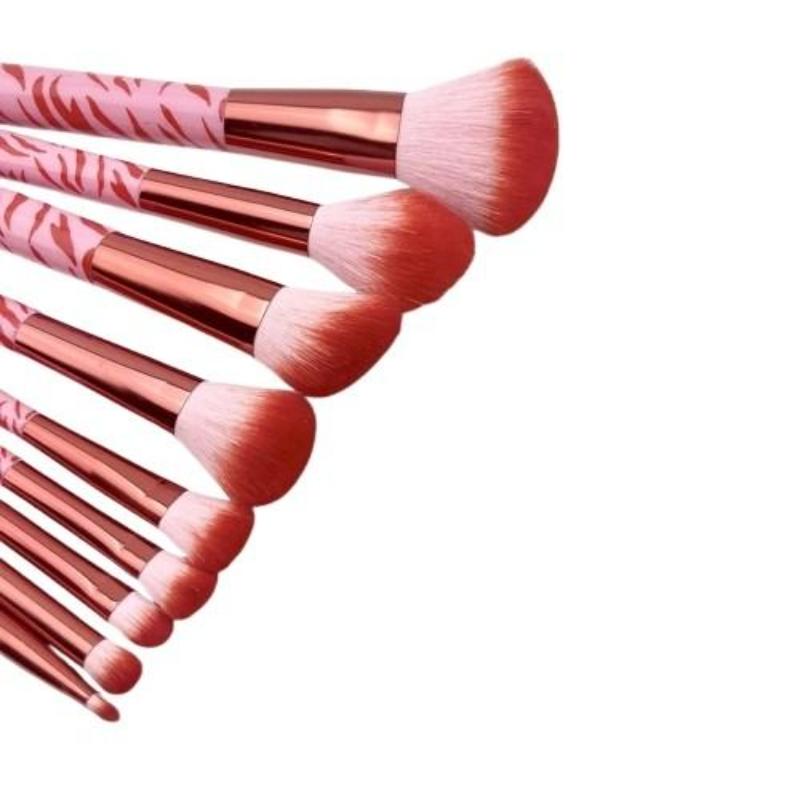 CLEAN WORLD Trendy Zebra Pattern Makeup Brushes, Premium Aluminum Handle Synthetic Bristles Face Makeup Brush Kit