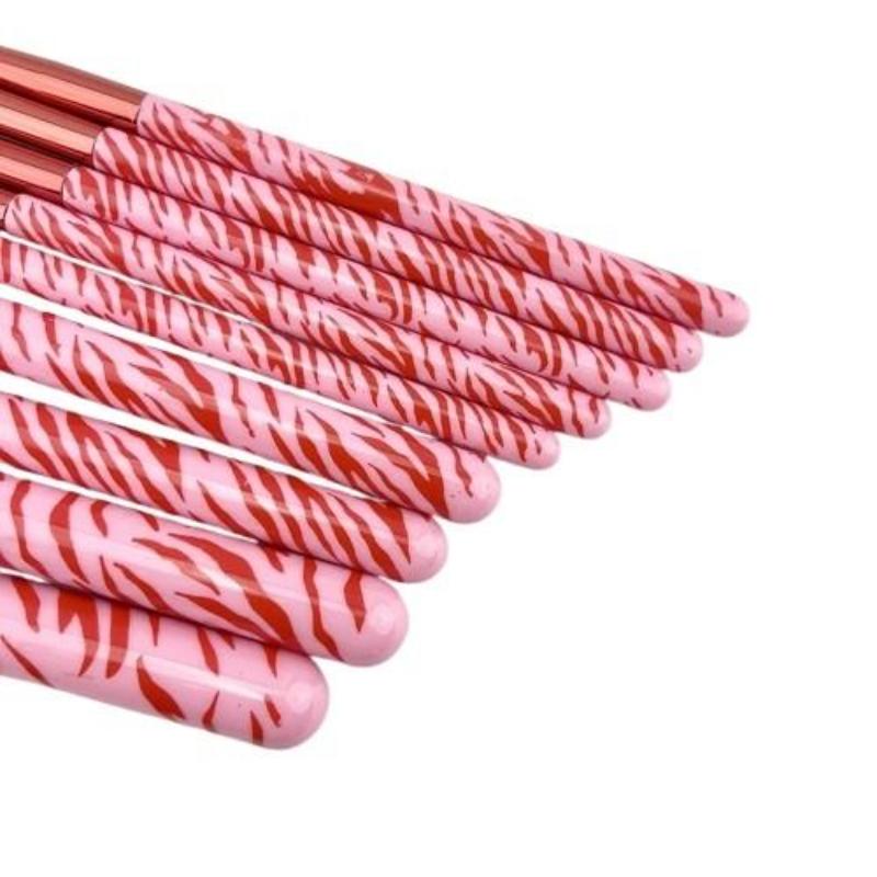 CLEAN WORLD Trendy Zebra Pattern Makeup Brushes, Premium Aluminum Handle Synthetic Bristles Face Makeup Brush Kit