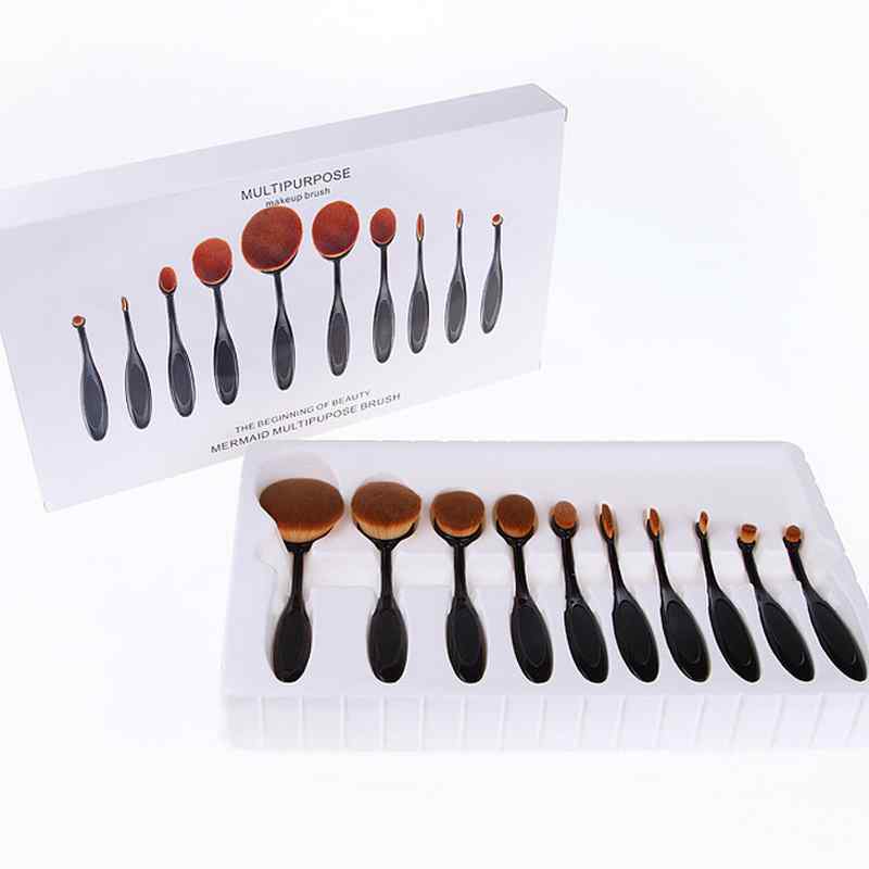 CLEAN WORLD Luxury Ergonomic Oval Makeup Brushes, Black & Rose Gold Metal Handle Complete Face Makeup Brush Set