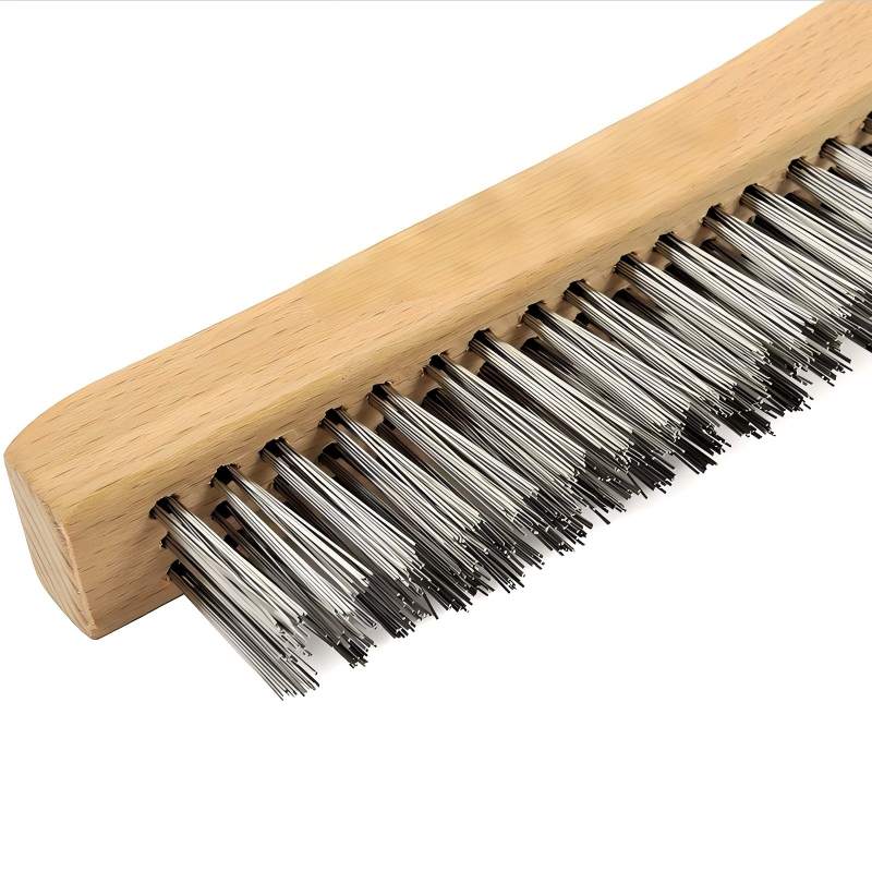 CLEAN WORLD Industrial Wire Brush , Heavy Duty Stainless Steel Wire Brushes for Cleaning Rust, Grill Brush, Steel Brush for Paint Removal, Welding, Stiff Bristle Metal Brush with 14" Long Beech Handle, Large