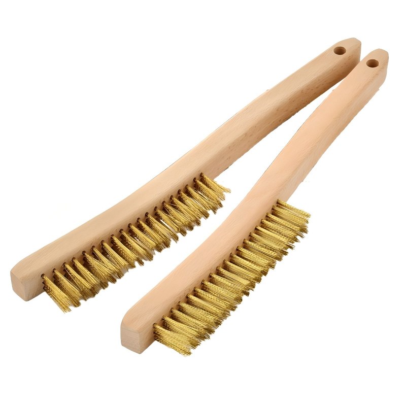 CLEAN WORLD Industrial Wire Brush , Heavy Duty Stainless Steel Wire Brushes for Cleaning Rust, Grill Brush, Steel Brush for Paint Removal, Welding, Stiff Bristle Metal Brush with 14" Long Beech Handle, Large