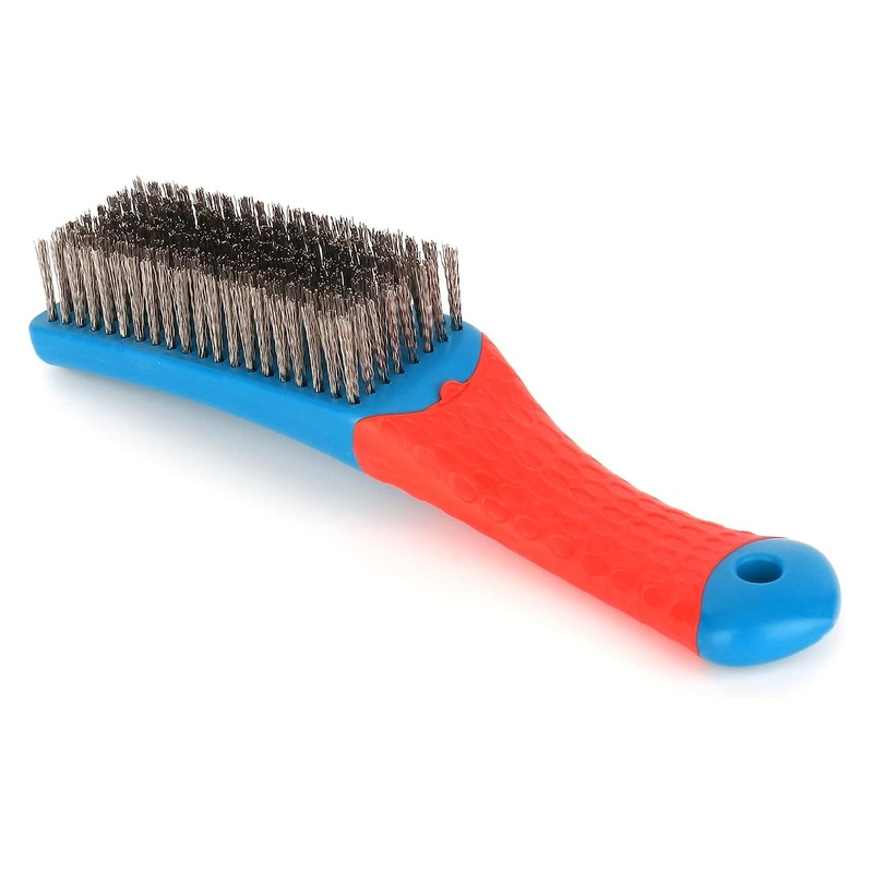 CLEAN WORLD Industrial Wire Brush 2 Pack Wire Brushes for Cleaning-Heavy Duty Stainless Steel Wire Scratch Brush for Metal Rust Cleaning,Paint Scrubbing with Rubber Covered Handle