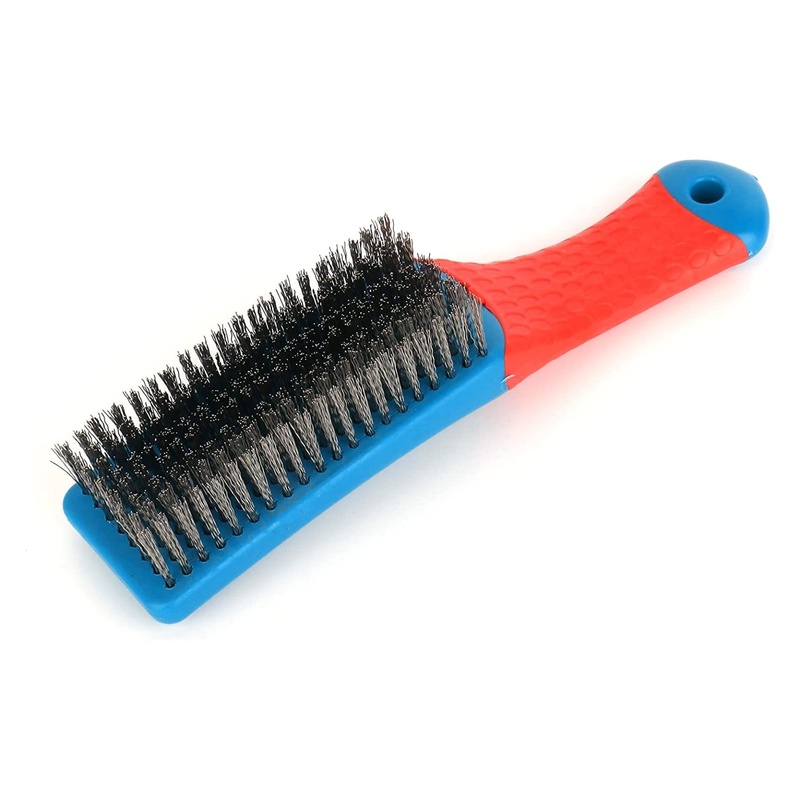 CLEAN WORLD Industrial Wire Brush 2 Pack Wire Brushes for Cleaning-Heavy Duty Stainless Steel Wire Scratch Brush for Metal Rust Cleaning,Paint Scrubbing with Rubber Covered Handle