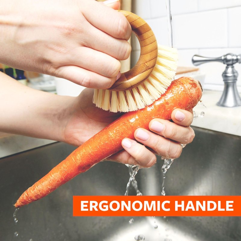 CLEAN WORLD Kitchen   The Ring - Bamboo Vegetable and Fruit Cleaning Brush - A Versatile Food Scrubber for Potatoes, Mushrooms, and Veggies