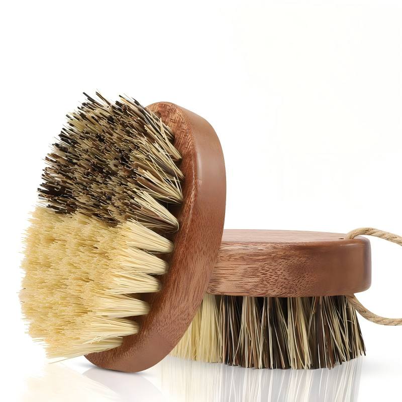 CLEAN WORLD Kitchen Pot and Bowl Brush 2 Pack Wooden Vegetable Brush for Food - Dual Bristle Potato Brush Scrubber with Hanging Rope | Natural Compostable Kitchen Vegetable Scrubber for Potatoes, Carrots, Fruits