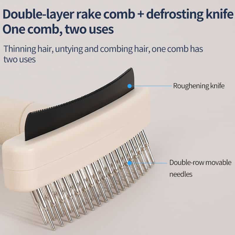 CLEAN WORLD OEM 2‑in‑1 Pet Undercoat Rake Brush, Professional Dematting & Deshedding Grooming Comb for Dogs Cats