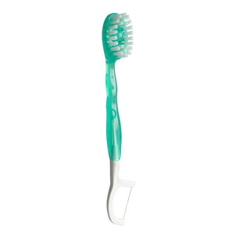 CLEAN WORLD 4‑in‑1 Pre‑Pasted Travel Tongue Brush with Freshening Bead, Soft BPT Bristles Braces Oral Care Tongue Scraper with Built‑in Dental Floss Pick