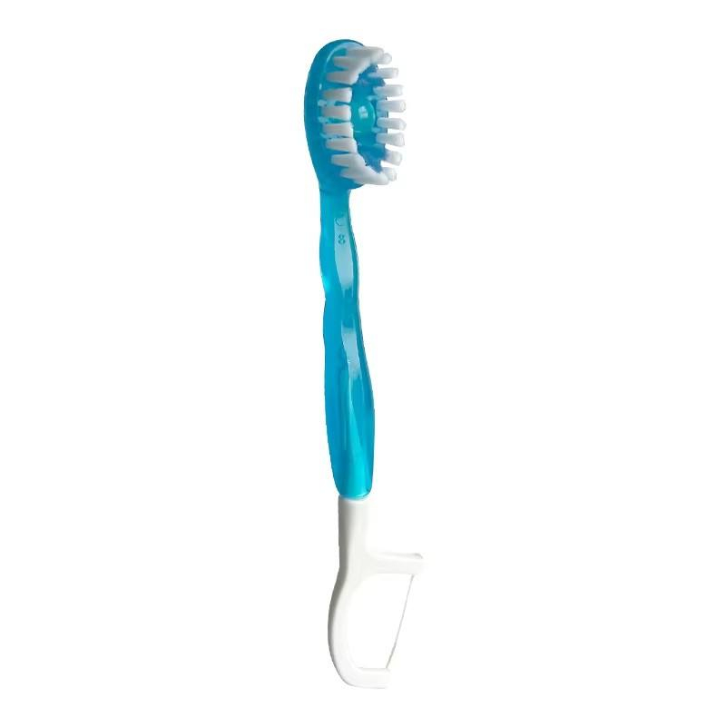 CLEAN WORLD 4‑in‑1 Pre‑Pasted Travel Tongue Brush with Freshening Bead, Soft BPT Bristles Braces Oral Care Tongue Scraper with Built‑in Dental Floss Pick