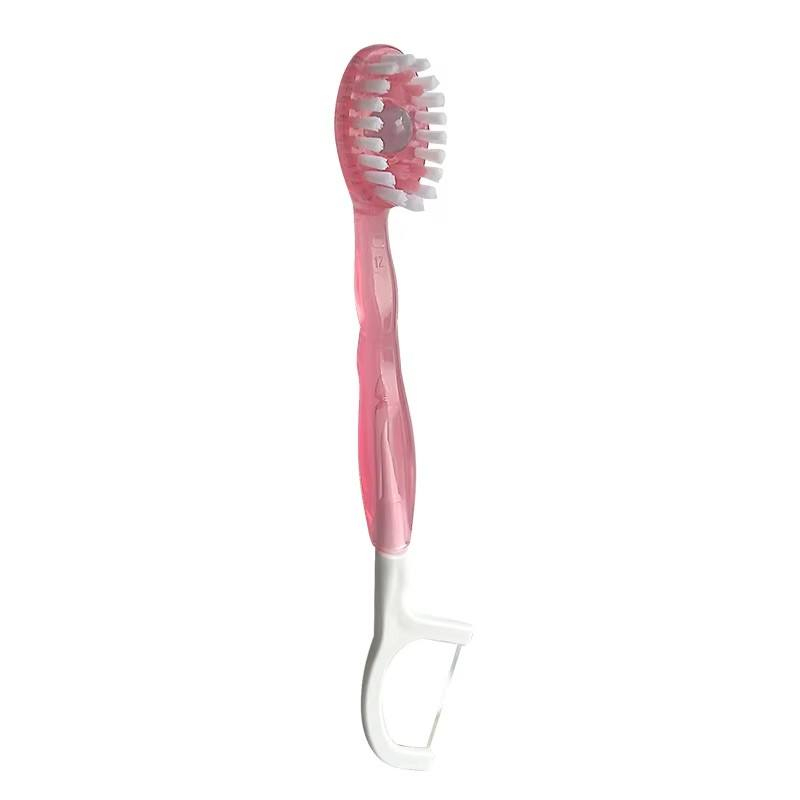 CLEAN WORLD 4‑in‑1 Pre‑Pasted Travel Tongue Brush with Freshening Bead, Soft BPT Bristles Braces Oral Care Tongue Scraper with Built‑in Dental Floss Pick