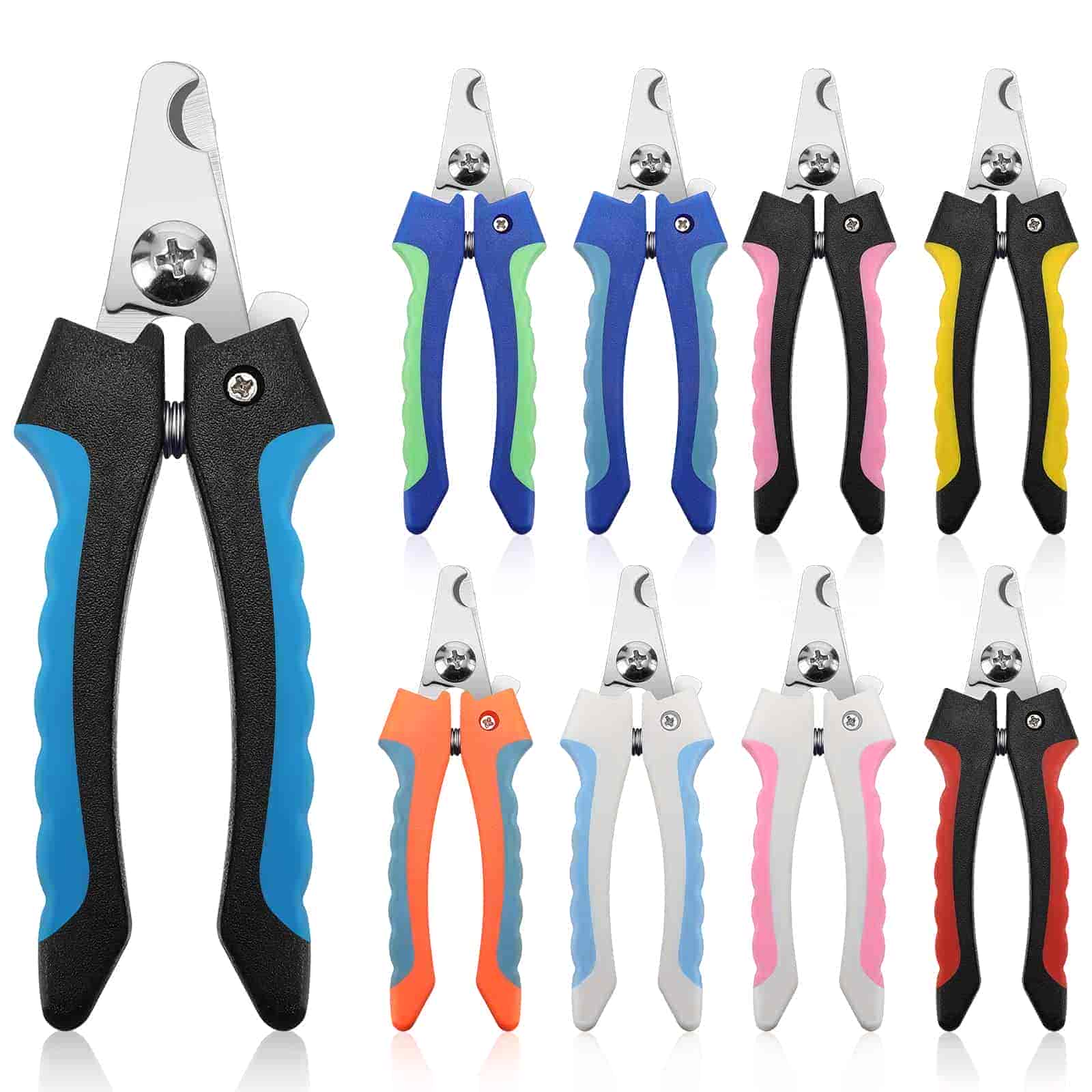 CLEAN WORLD 9-Pack Bulk Small Dog Nail Clippers, Safety Guard Pet Nail Trimmer to Avoid Over-Cutting