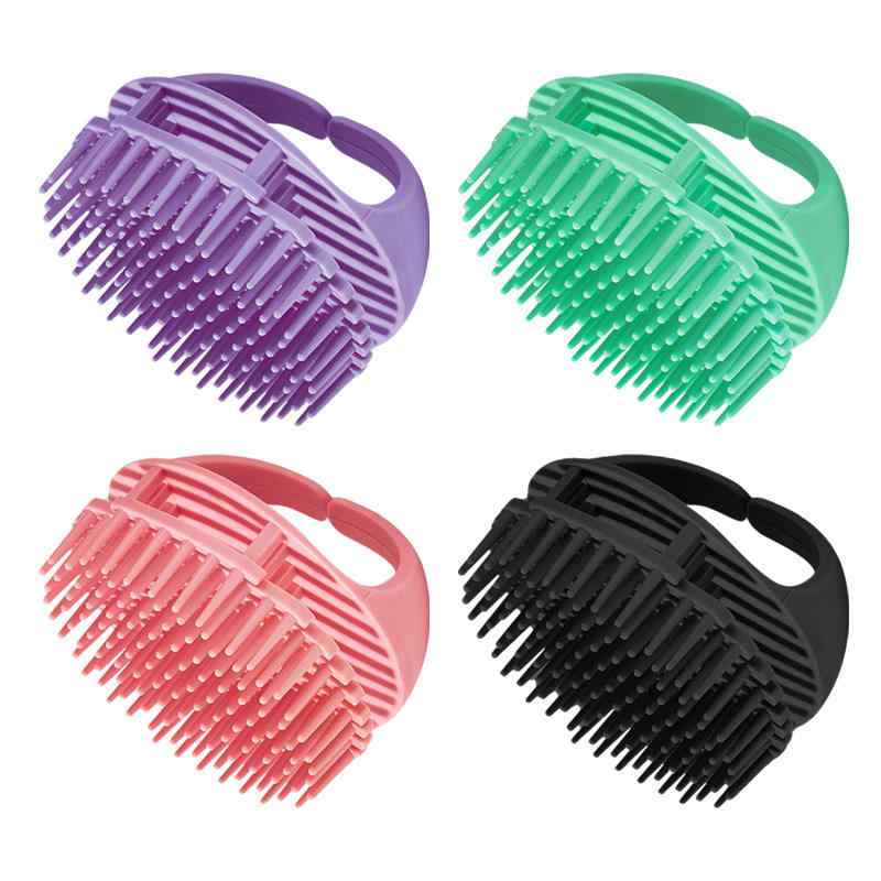 CLEAN WORLD Custom Logo Soft Silicone Shampoo Brush, Hand‑Held Scalp Massage Comb, Gentle Hair Scrubber for Deep Scalp Cleaning, Dandruff Removal