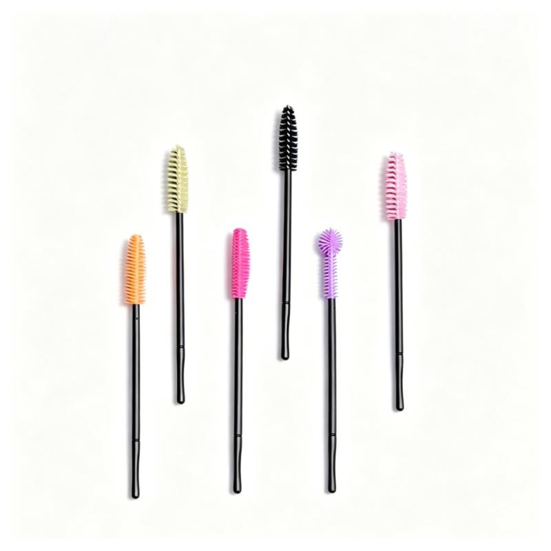 CLEAN WORLD Reusable Silicone Disposable Mascara Wands, Flexible Eyelash Extension Brushes, Multi‑Color Soft Silicon Lash Spoolies for Salon & Personal Eye Makeup Use