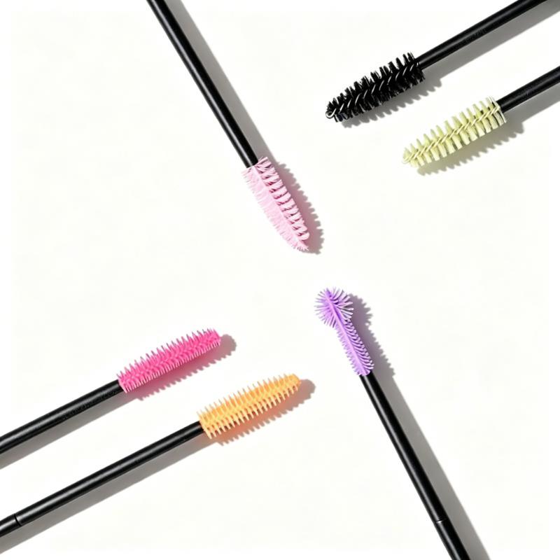 CLEAN WORLD Reusable Silicone Disposable Mascara Wands, Flexible Eyelash Extension Brushes, Multi‑Color Soft Silicon Lash Spoolies for Salon & Personal Eye Makeup Use