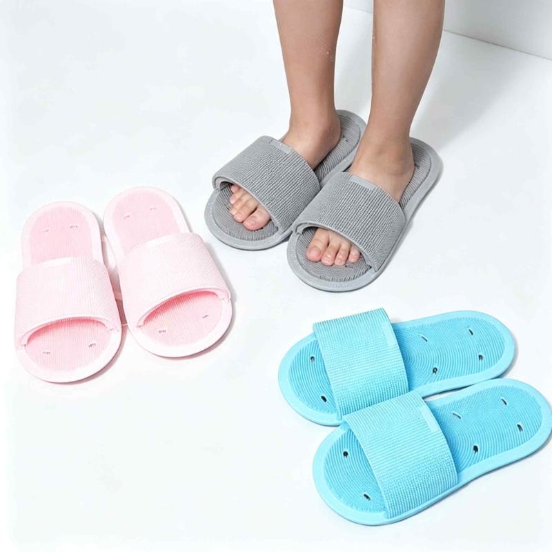 CLEAN WORLD Soft Silicone Foot Scrubber Slippers, Reusable Eco‑Friendly Shower Foot Cleaner Brush, Household Foot Exfoliating Massager Slipper for Dead Skin Care