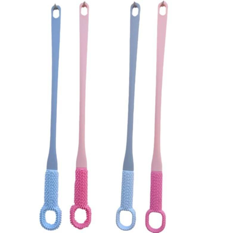 CLEAN WORLD Long Handle Deep Cleaning Foot Brush, Soft TPR Silicone Toe Gap Scrubber for Dead Skin Removal, Foot Massage Cleaner for Shower & Pedicure