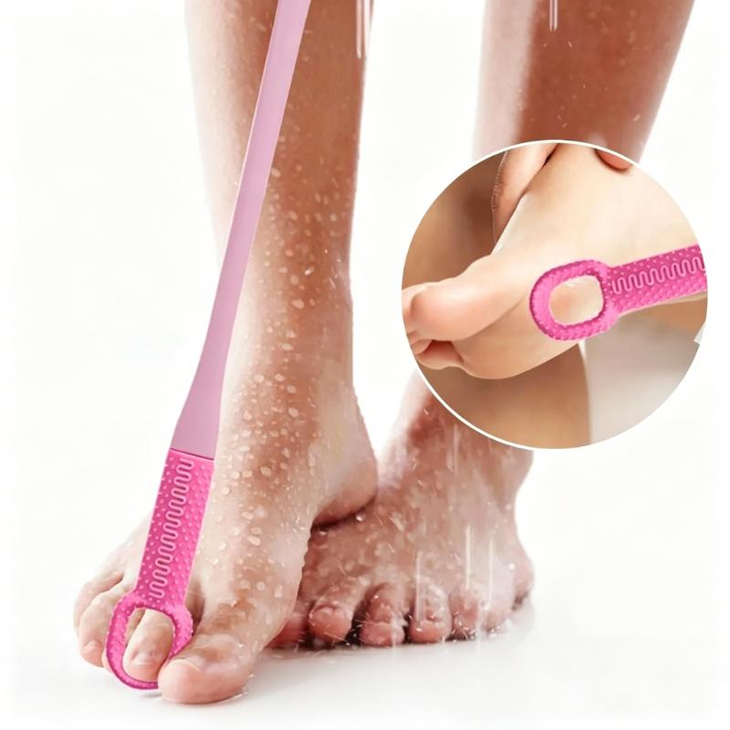 CLEAN WORLD Long Handle Deep Cleaning Foot Brush, Soft TPR Silicone Toe Gap Scrubber for Dead Skin Removal, Foot Massage Cleaner for Shower & Pedicure