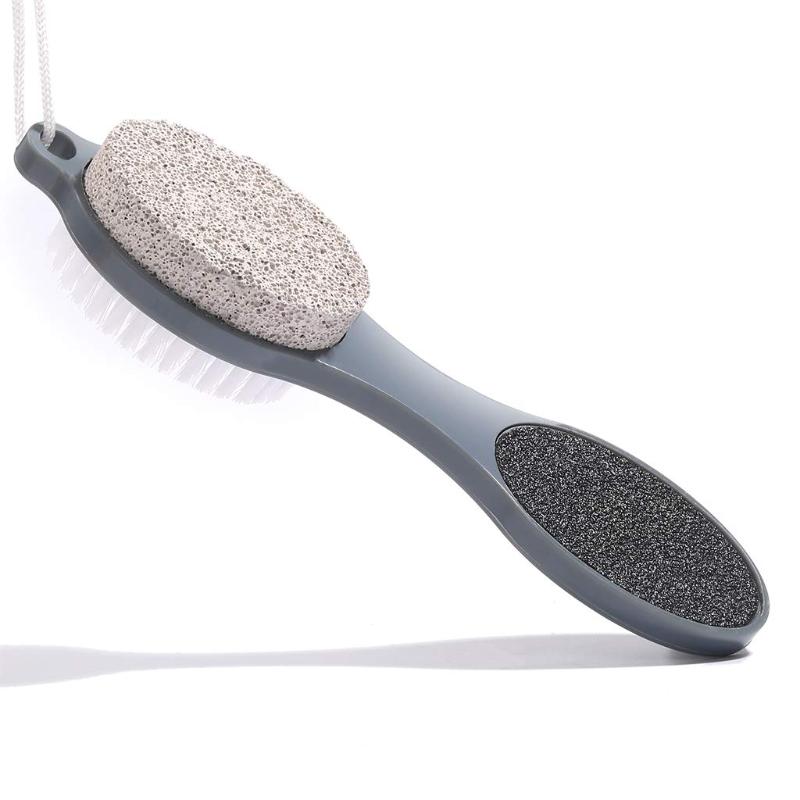 CLEAN WORLD Eco‑Friendly 4‑in‑1 Foot Care Pedicure Tool, Plastic & Metal Multifunctional Foot Brush, Custom Logo Dead Skin & Callus Remover for Household & Salon Use