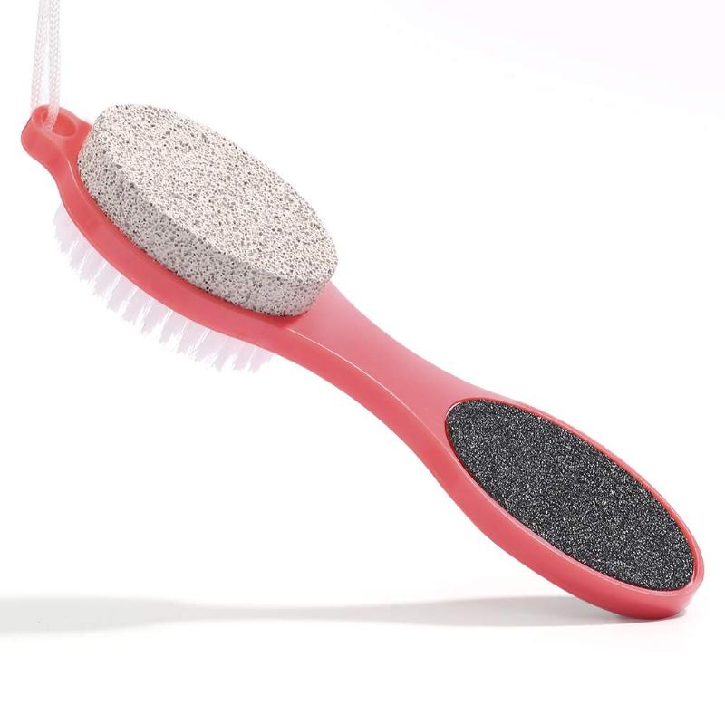 CLEAN WORLD Eco‑Friendly 4‑in‑1 Foot Care Pedicure Tool, Plastic & Metal Multifunctional Foot Brush, Custom Logo Dead Skin & Callus Remover for Household & Salon Use