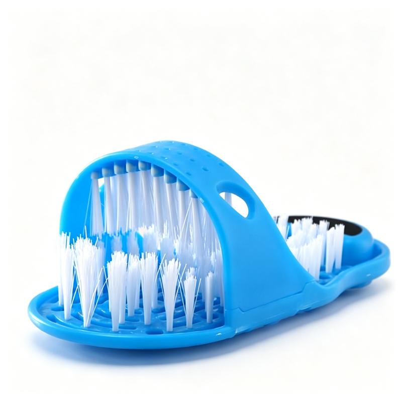CLEAN WORLD Shower Foot Scrubber Slippers, Non‑Slip Suction Cup Foot Cleaner Brush with Built‑in Pumice Stone, Soft Bristle Foot Massager & Callus Remover for Bathroom Foot Care