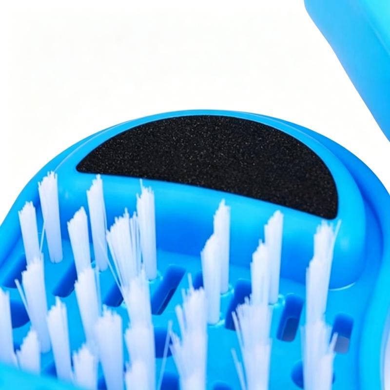 CLEAN WORLD Shower Foot Scrubber Slippers, Non‑Slip Suction Cup Foot Cleaner Brush with Built‑in Pumice Stone, Soft Bristle Foot Massager & Callus Remover for Bathroom Foot Care