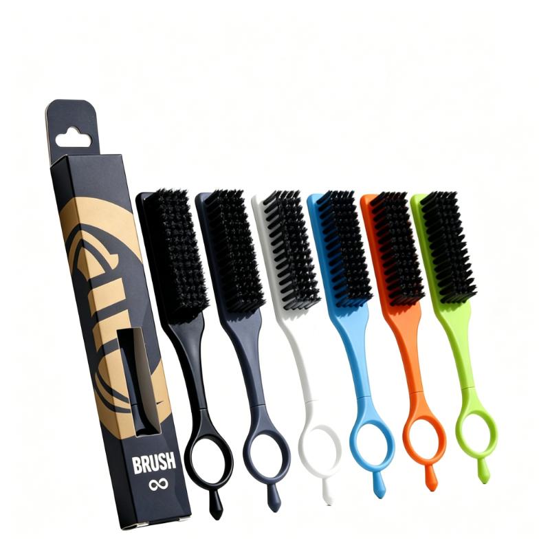 CLEAN WORLD Barber Brush | 360° Rotatable Ring Neck Duster, Medium-Soft Nylon Bristles, ABS Handle, Compact Portable Hair & Beard Cleaning Brush for Barbershops & Personal Grooming