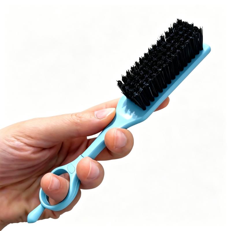 CLEAN WORLD Barber Brush | 360° Rotatable Ring Neck Duster, Medium-Soft Nylon Bristles, ABS Handle, Compact Portable Hair & Beard Cleaning Brush for Barbershops & Personal Grooming