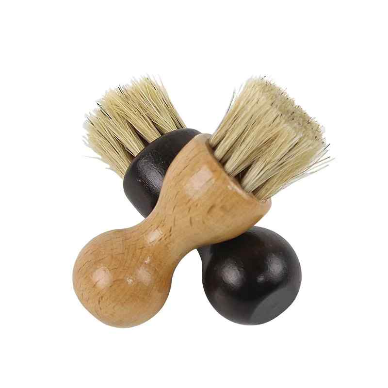 CLEAN WORLD Mini Beard Brush, Natural Pig Bristle Wooden Handle Shaving Brush, Soft Bristle Facial Cleansing Brush, Portable Pocket Size for Men, for Beard Care