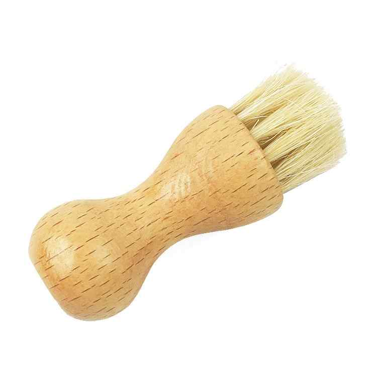 CLEAN WORLD Mini Beard Brush, Natural Pig Bristle Wooden Handle Shaving Brush, Soft Bristle Facial Cleansing Brush, Portable Pocket Size for Men, for Beard Care