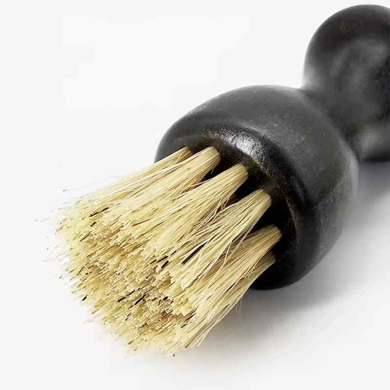 CLEAN WORLD Mini Beard Brush, Natural Pig Bristle Wooden Handle Shaving Brush, Soft Bristle Facial Cleansing Brush, Portable Pocket Size for Men, for Beard Care