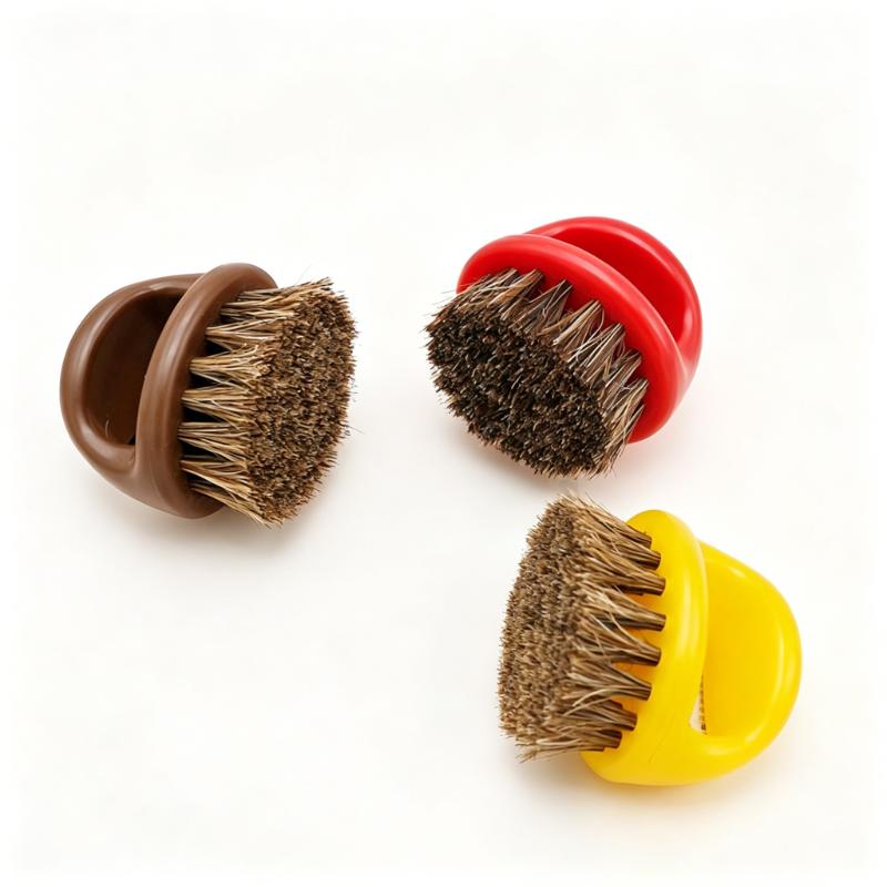 CLEAN WORLD Finger Beard Brush, Boar Bristle Shaving Brush with ABS Handle, Portable Men's Grooming Brush for Beard Care, Barber Cleaning Brush for Face & Hair