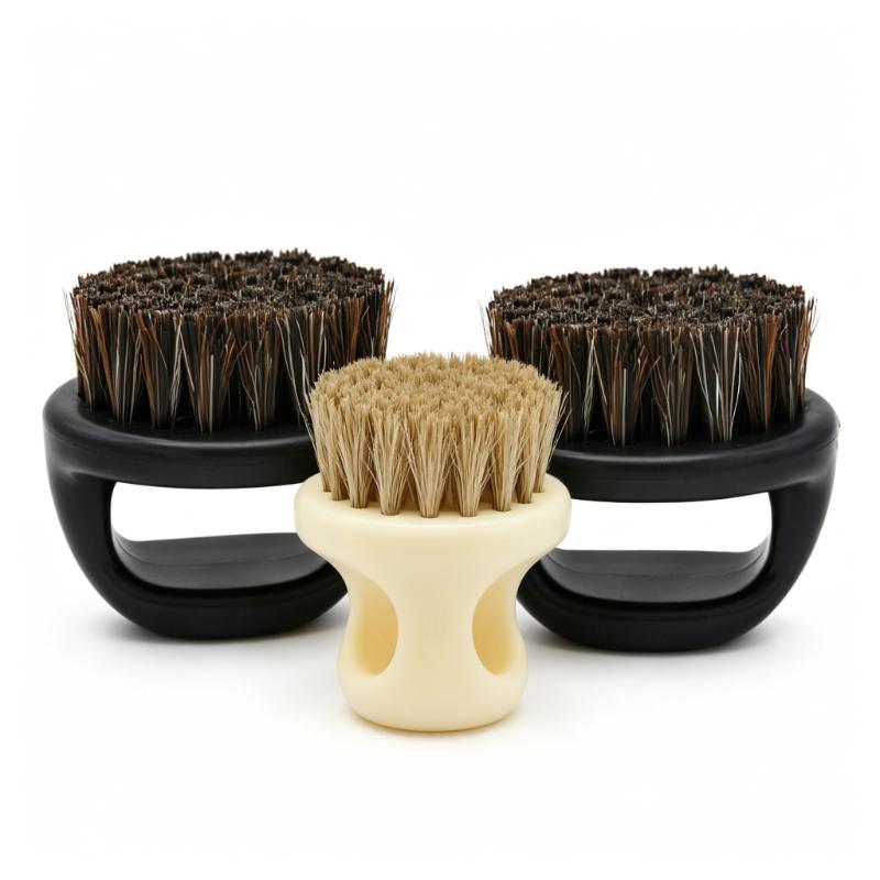 CLEAN WORLD Finger Beard Brush, Boar Bristle Shaving Brush with ABS Handle, Portable Men's Grooming Brush for Beard Care, Barber Cleaning Brush for Face & Hair