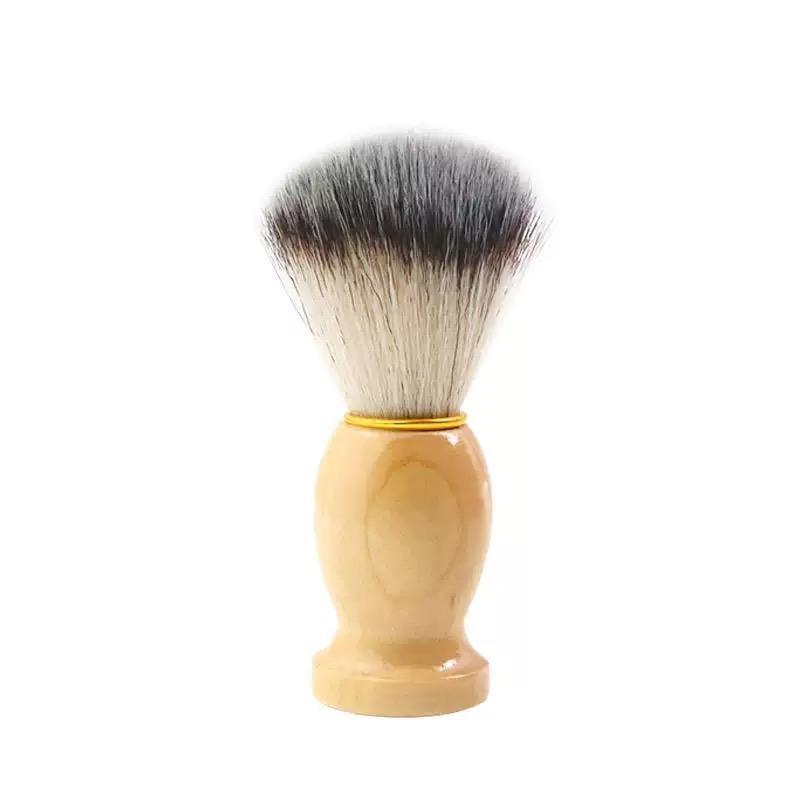CLEAN WORLD Custom Logo Men's Shaving Brush - Synthetic Bristle Beard Brush with Wooden Handle, for Wet Shaving with Safety Razor & Shaving Cream, Salon & Home Use