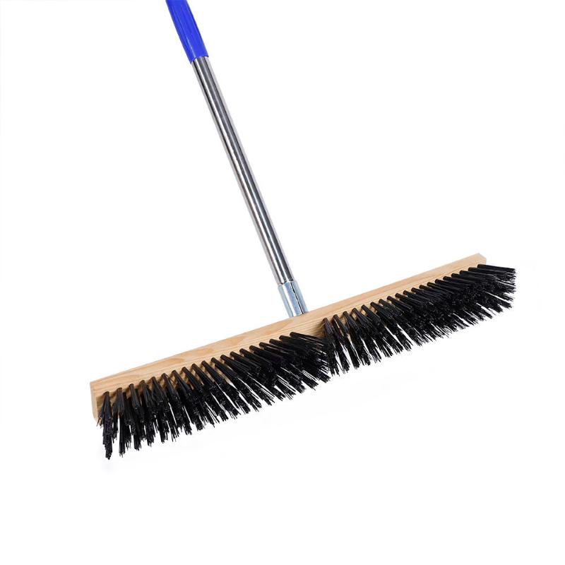 CLEAN WORLD Heavy Duty Deck Scrub Brush with Long Wooden Handle, Multi-Material Bristle Options (Nylon/Stainless Steel/Coir), for Concrete, Floor, Patio, Outdoor Cleaning