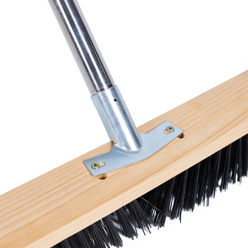CLEAN WORLD Heavy Duty Deck Scrub Brush with Long Wooden Handle, Multi-Material Bristle Options (Nylon/Stainless Steel/Coir), for Concrete, Floor, Patio, Outdoor Cleaning