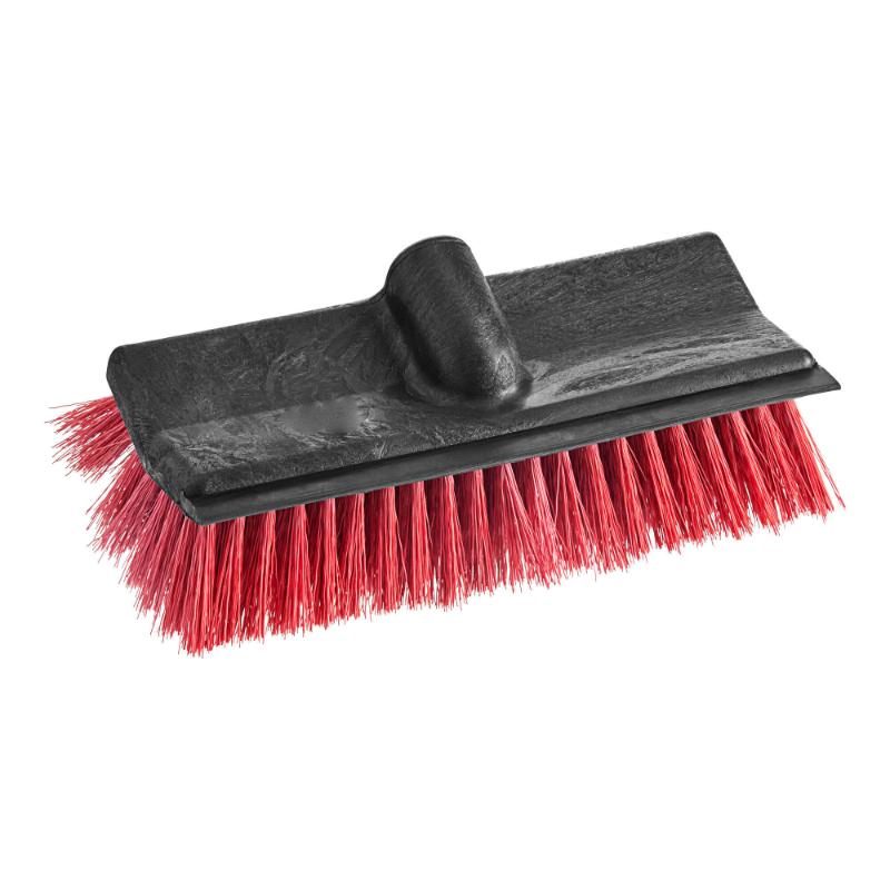 CLEAN WORLD Heavy Duty Deck Scrub Brush with Built-in Squeegee, Stiff PP Bristles, Dual-Action Floor Scrubber for Commercial, Patio, Tile & Outdoor Cleaning